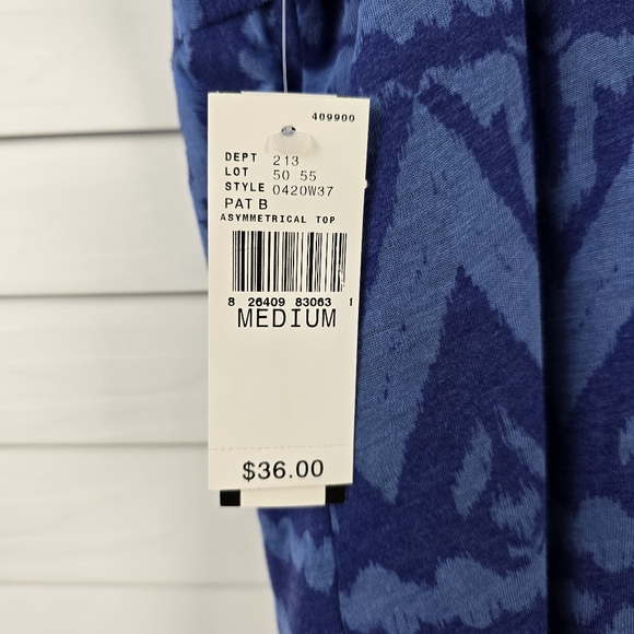 AB Studio Blue Ruffle Front Top - Picture 11 of 12